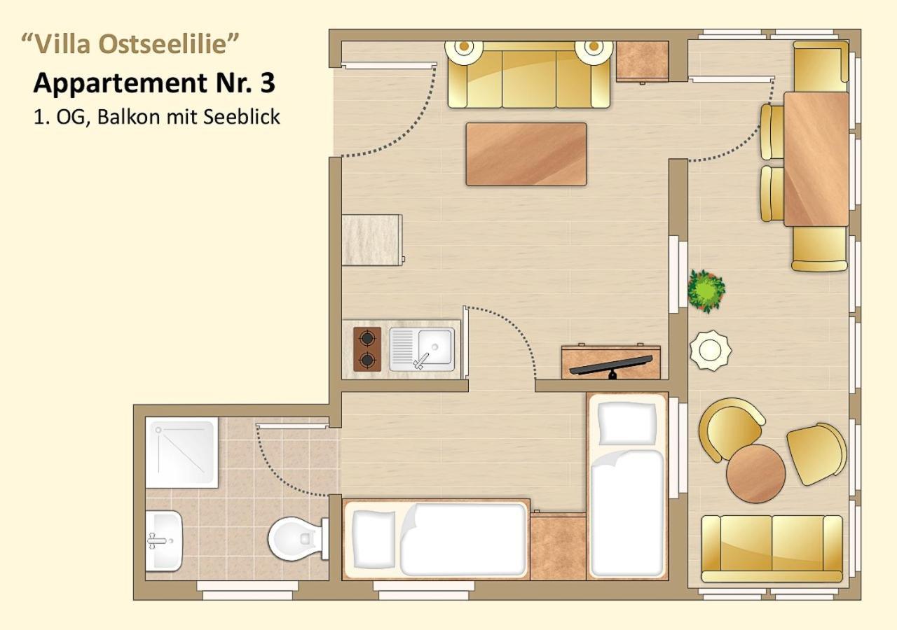 Villa Ostseelilie - Appartements Mit Balkon Und Meerblick 사스니츠 객실 사진
