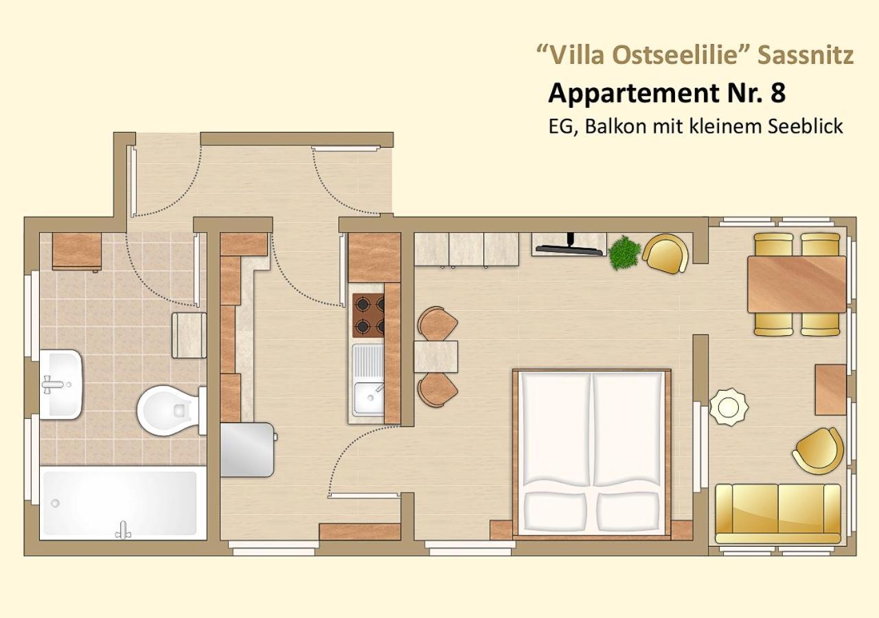 Villa Ostseelilie - Appartements Mit Balkon Und Meerblick 사스니츠 객실 사진