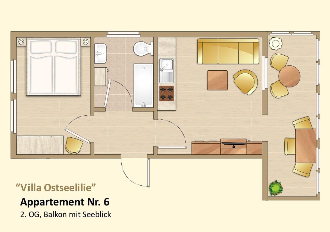 Villa Ostseelilie - Appartements Mit Balkon Und Meerblick 사스니츠 객실 사진
