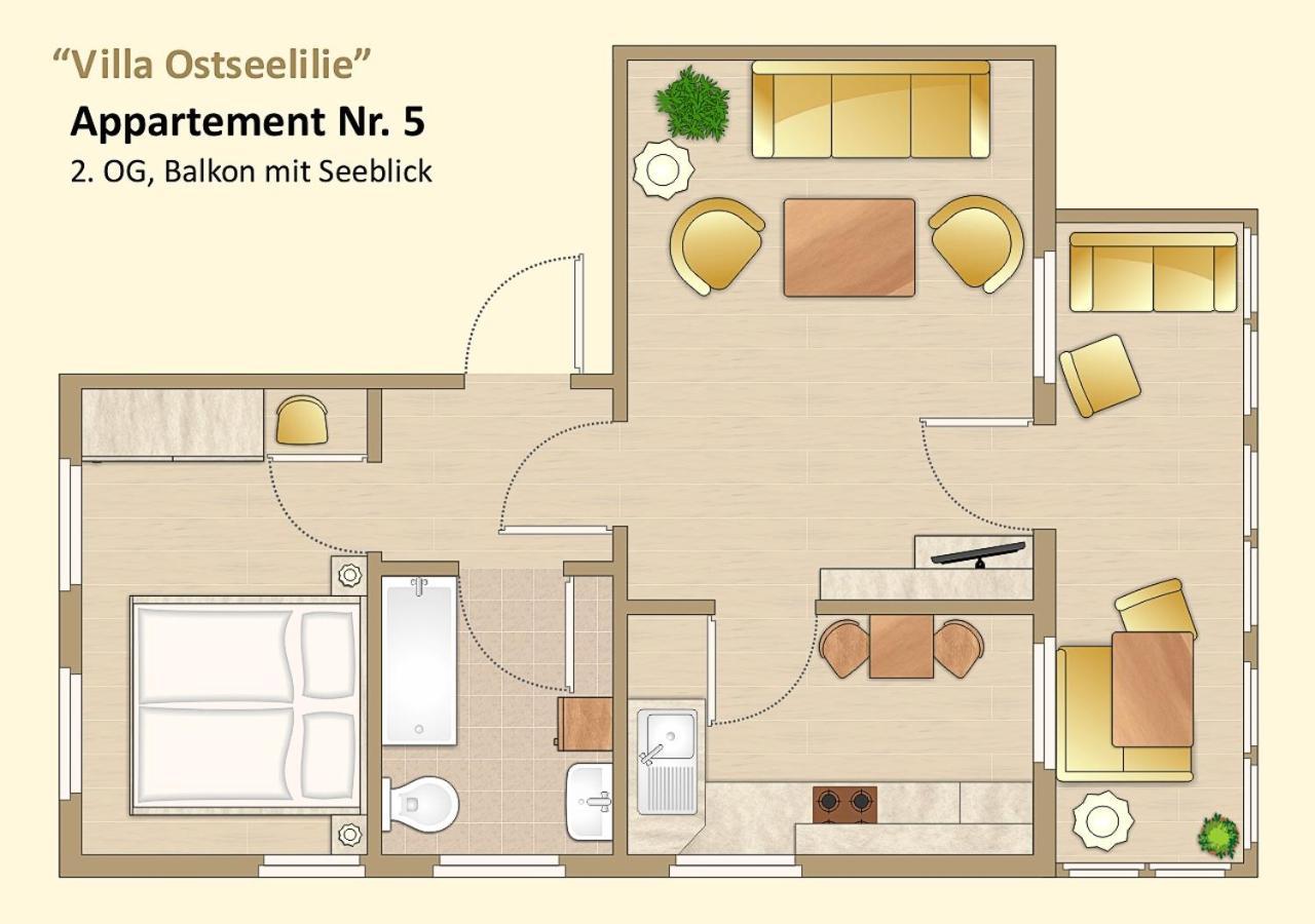 Villa Ostseelilie - Appartements Mit Balkon Und Meerblick 사스니츠 객실 사진