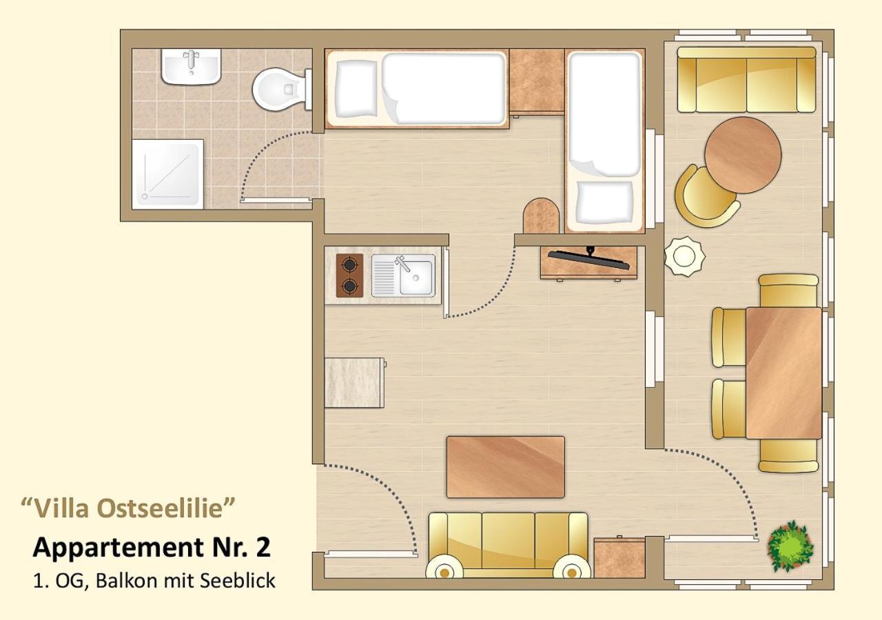 Villa Ostseelilie - Appartements Mit Balkon Und Meerblick 사스니츠 객실 사진